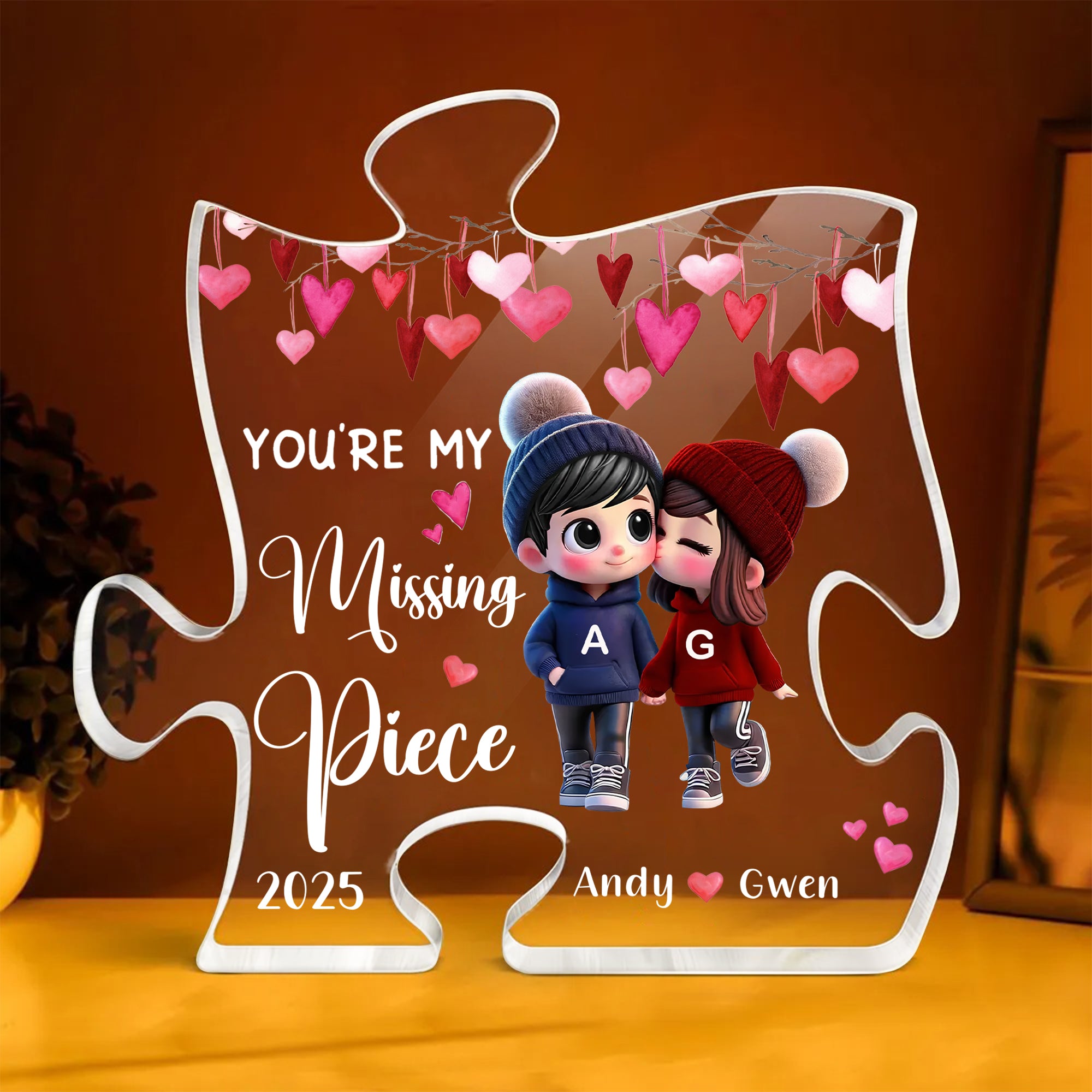 You're My Missing Piece Personalized Acrylic Plaque, Valentine Gift For Couple