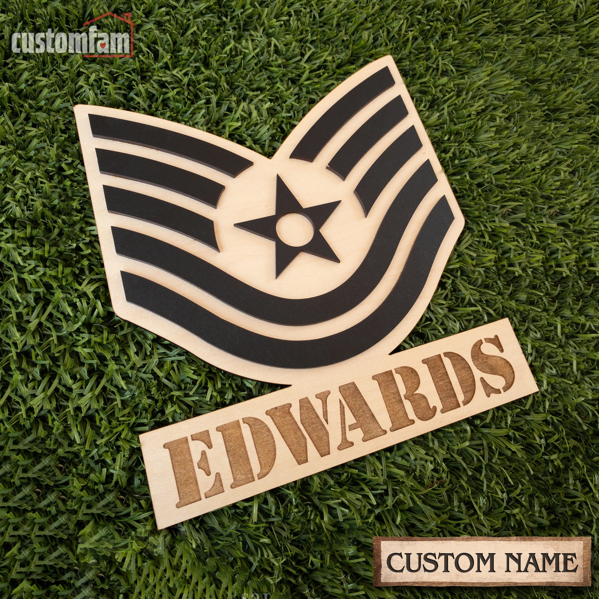 Personalized 2 Layered Wooden Military Rank, Veteran Gifts, Gifts For Dad