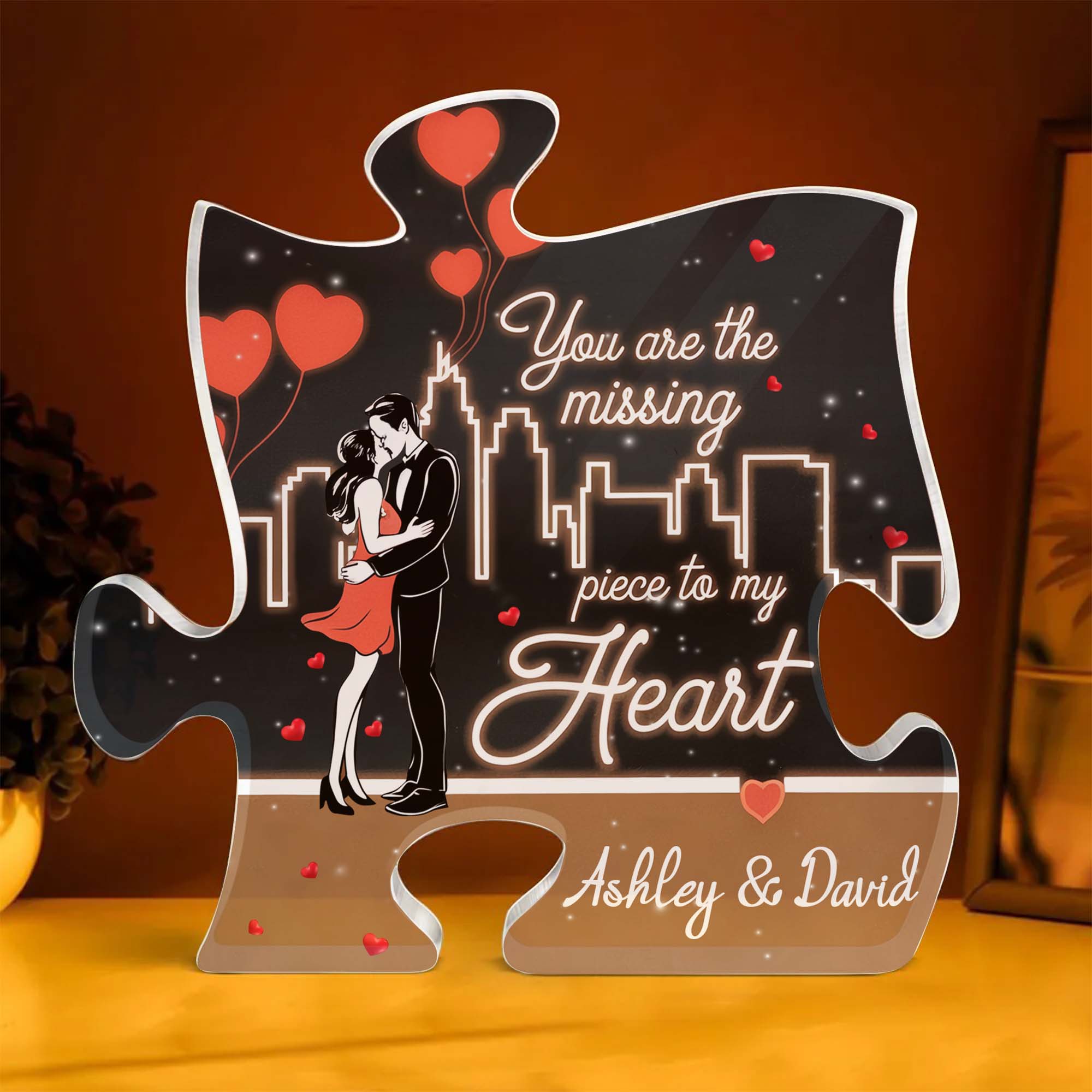 You Are The Missing Piece To My Heart Personalized Acrylic Plaque, Couple Valentine's Gifts