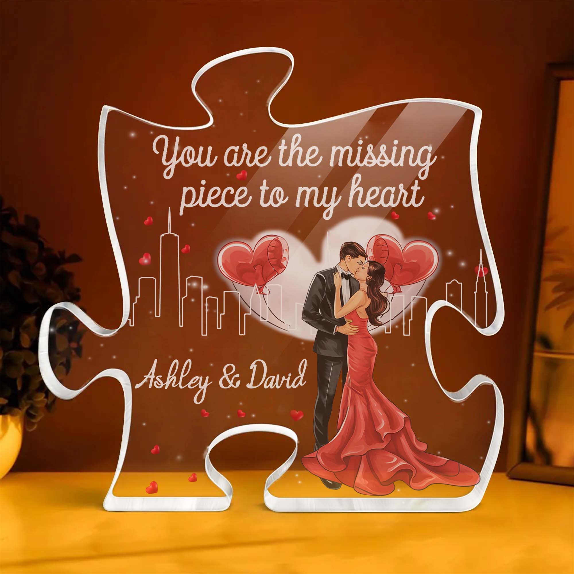 You Are The Missing Piece To My Heart Personalized Acrylic Plaque, Wedding Gifts For Couples