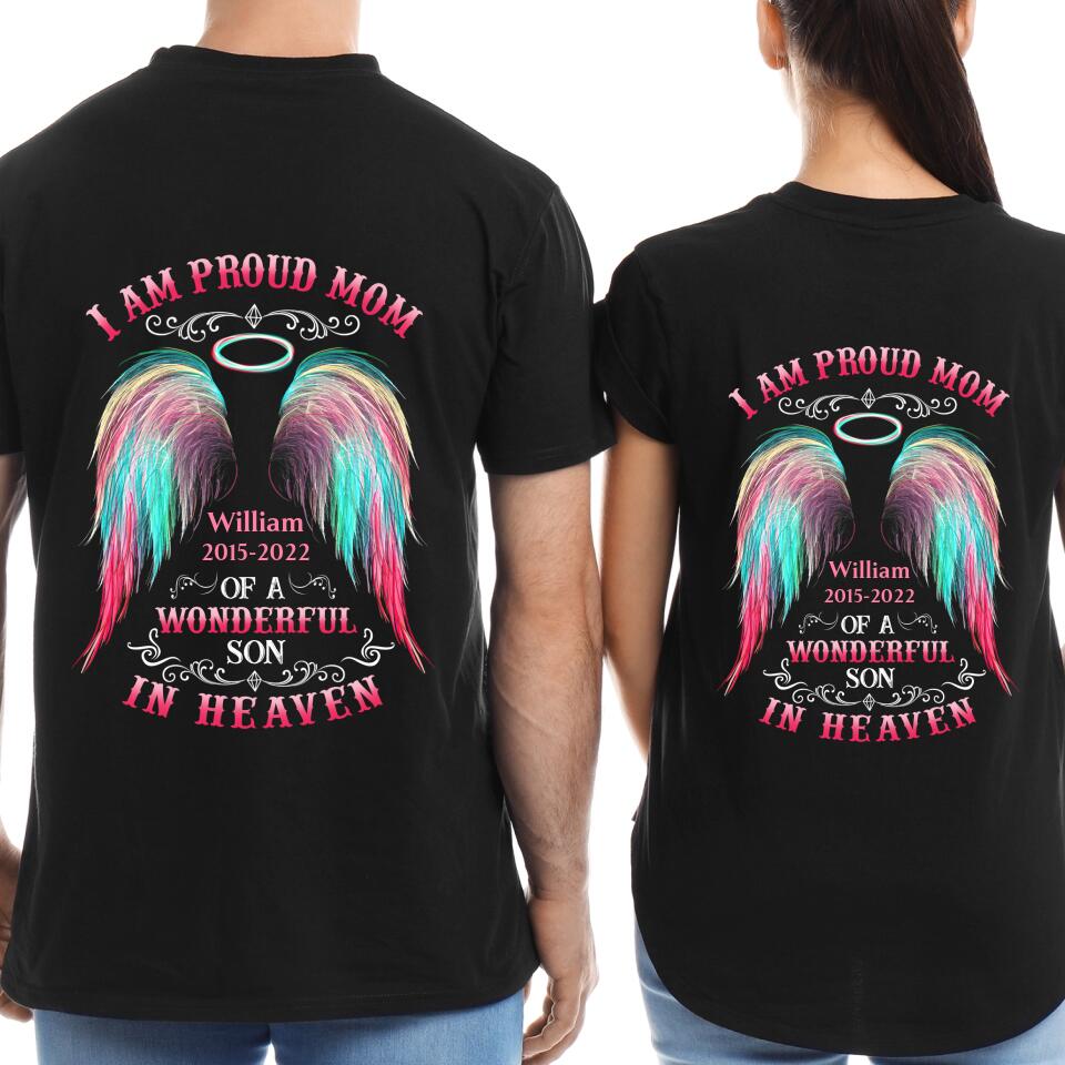 I Am Proud Mom Of A Wonderful Son In Heaven Personalized Shirt My Angel In Heaven