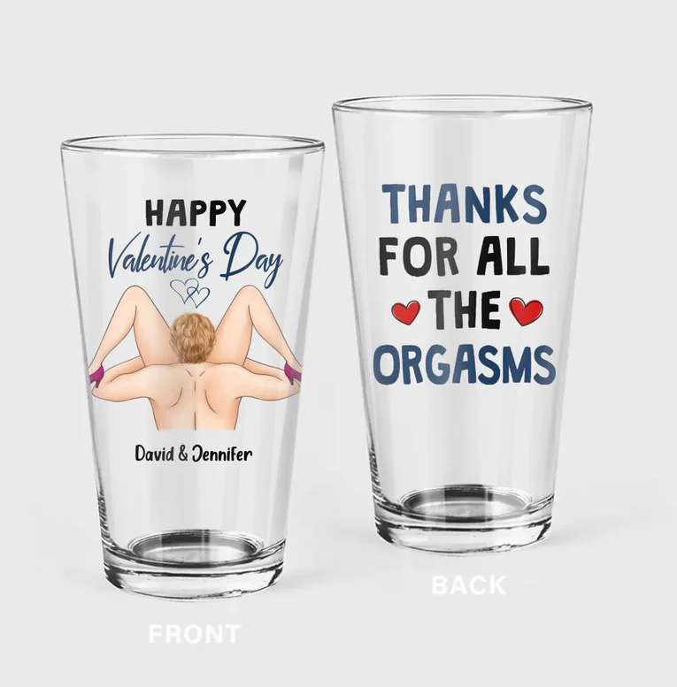 Thanks For All The Orgasms Pint Glass, Funny Couple Gifts, Valentines Gift Idea For Him