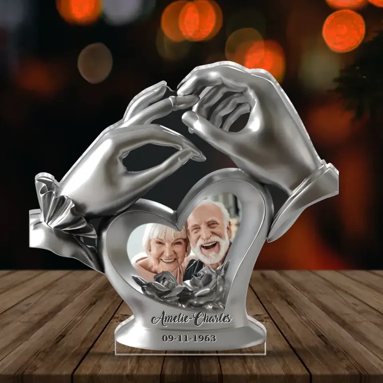 Bond of Marriage Sculpture Lovers Hands Acrylic Plaque, Personalized Gifts For Couples, Wedding Anniversary Gifts