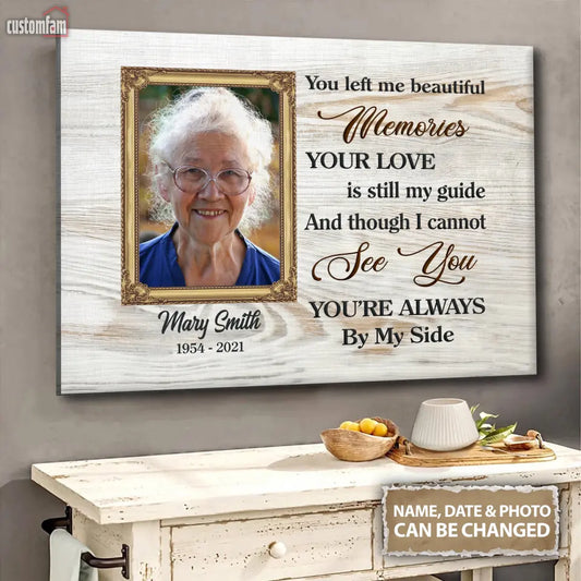 You're Always By My Side Personalized Canvas Prints, Custom Portait Photo Memorial Gifts, Loss Parents, Gift, Sympathy Gifts, Remembrance Gifts