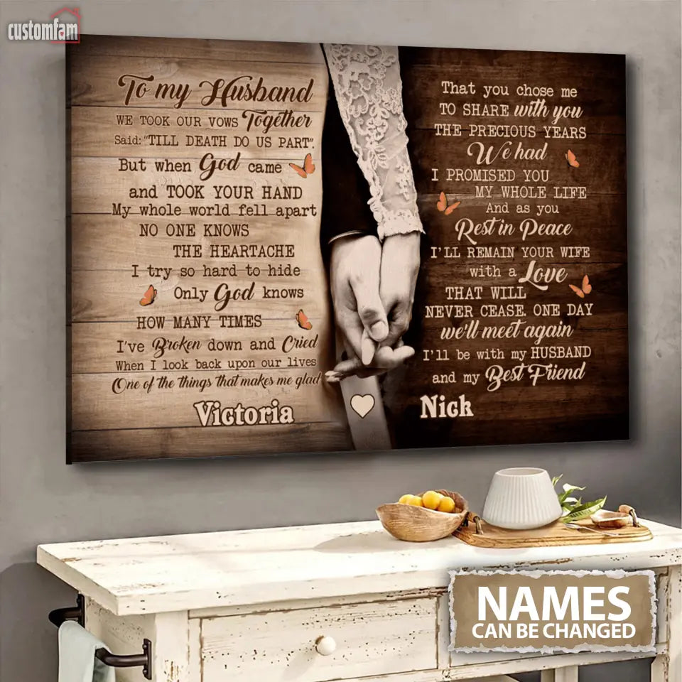 To My Husband Personalized Canvas Prints, Anniversary Couple Gifts 1