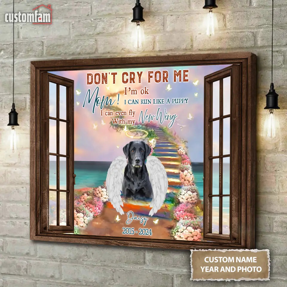 Don't Cry For Me Dog Wing Heaven Pet Memorial Canvas