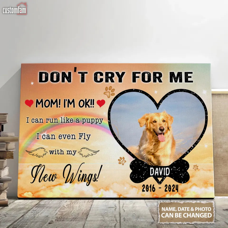 Personalized Photo Canvas, Don't Cry For Me Memorial Framed Canvas, Dog Loss Gifts, Dog Lover Gift 1