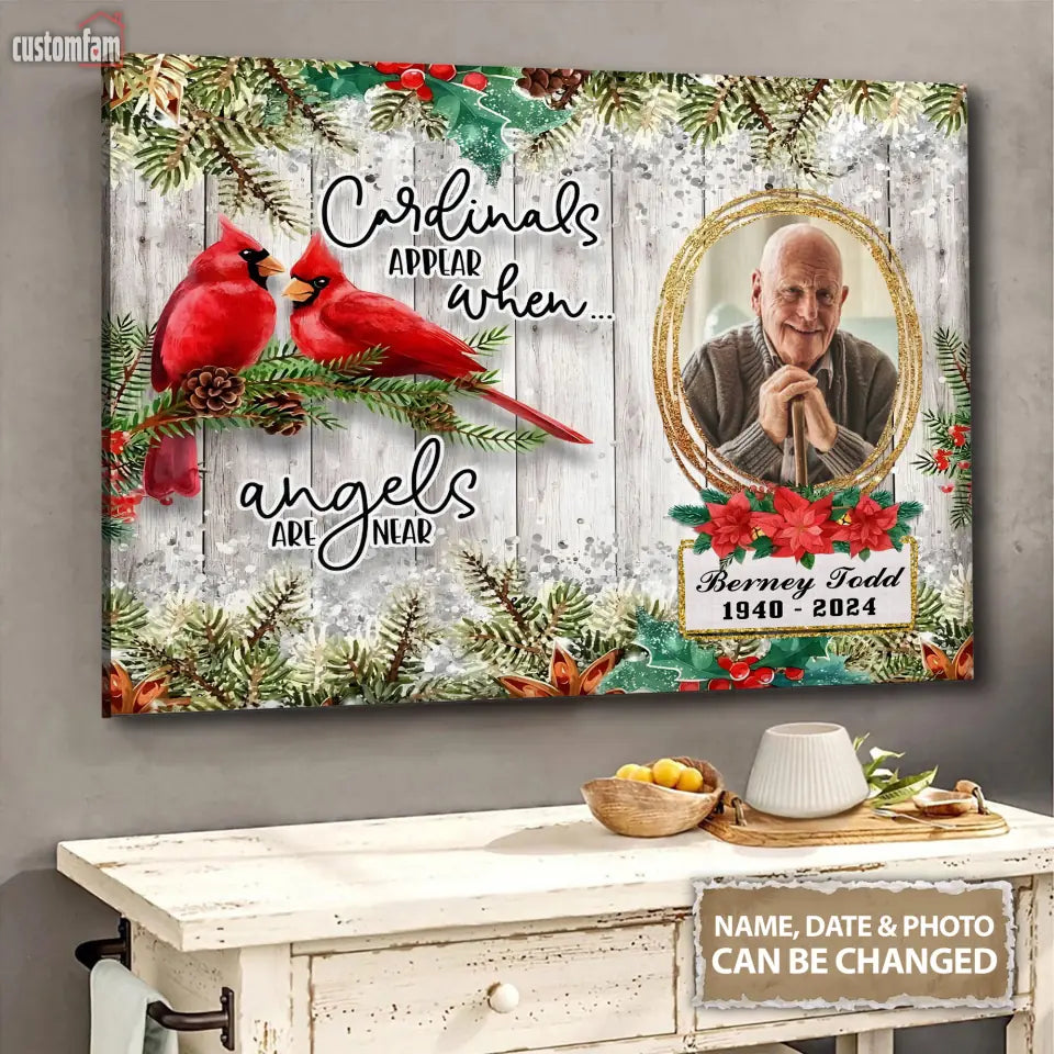 Custom Photo Canvas Prints Cardinals appear when angels are near wall art, Canvas Home Decor, Memorial Gifts, Gifts For Him 1