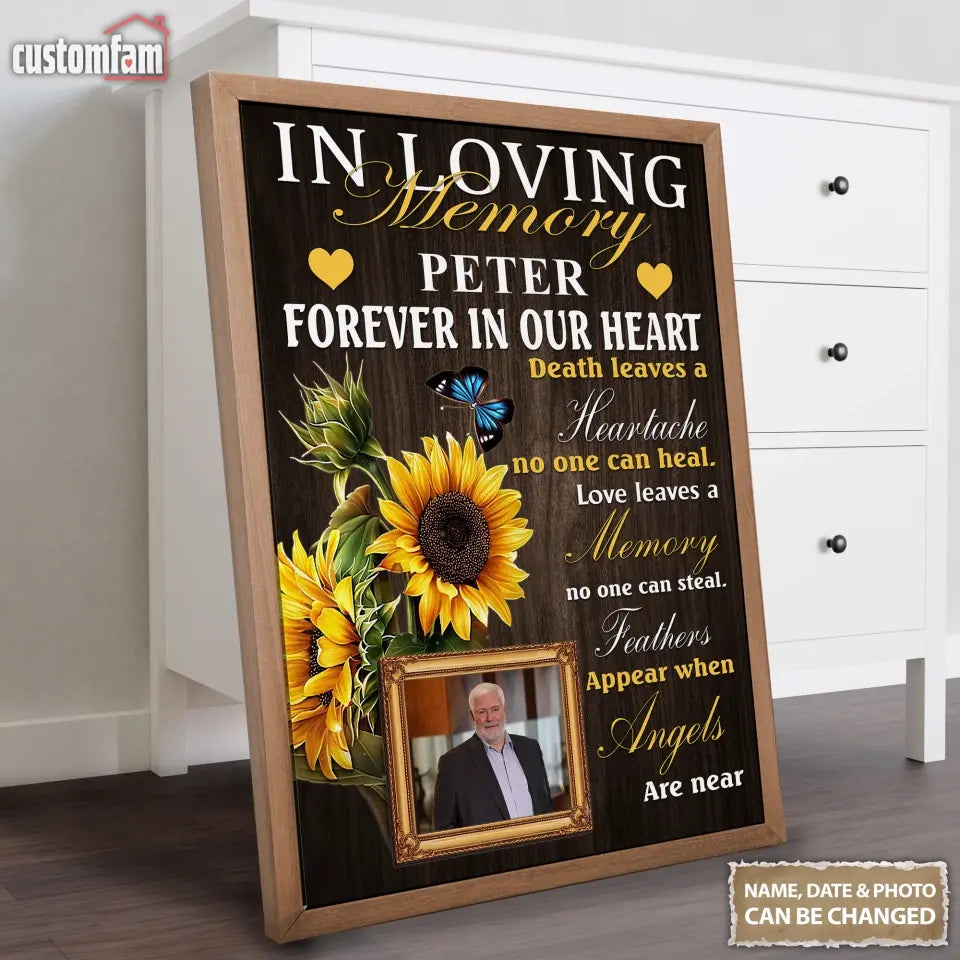 In Loving Memory Personalized Photo Canvas Prints, Loss Of Dad Mom Remembrance Gifts, Memorial Gifts, Gifts For Dad