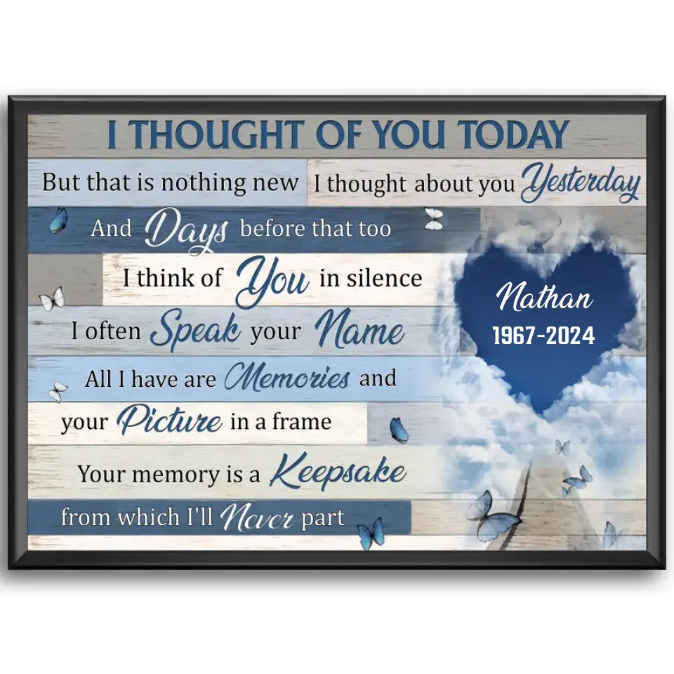 I Thought Of You Today Personalized Canvas Prints, Custom Photo Gifts For Dad Mom, Memorial Gifts, Gifts For Dad