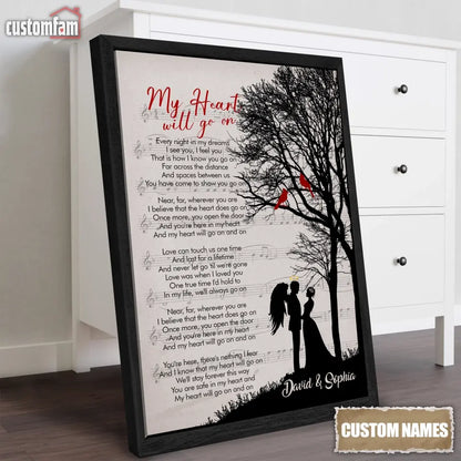 My Heart Will Go On Personalized Canvas Prints, Custom Names Couple Gifts, Anniversary Gift, Loss Of Husband Gift