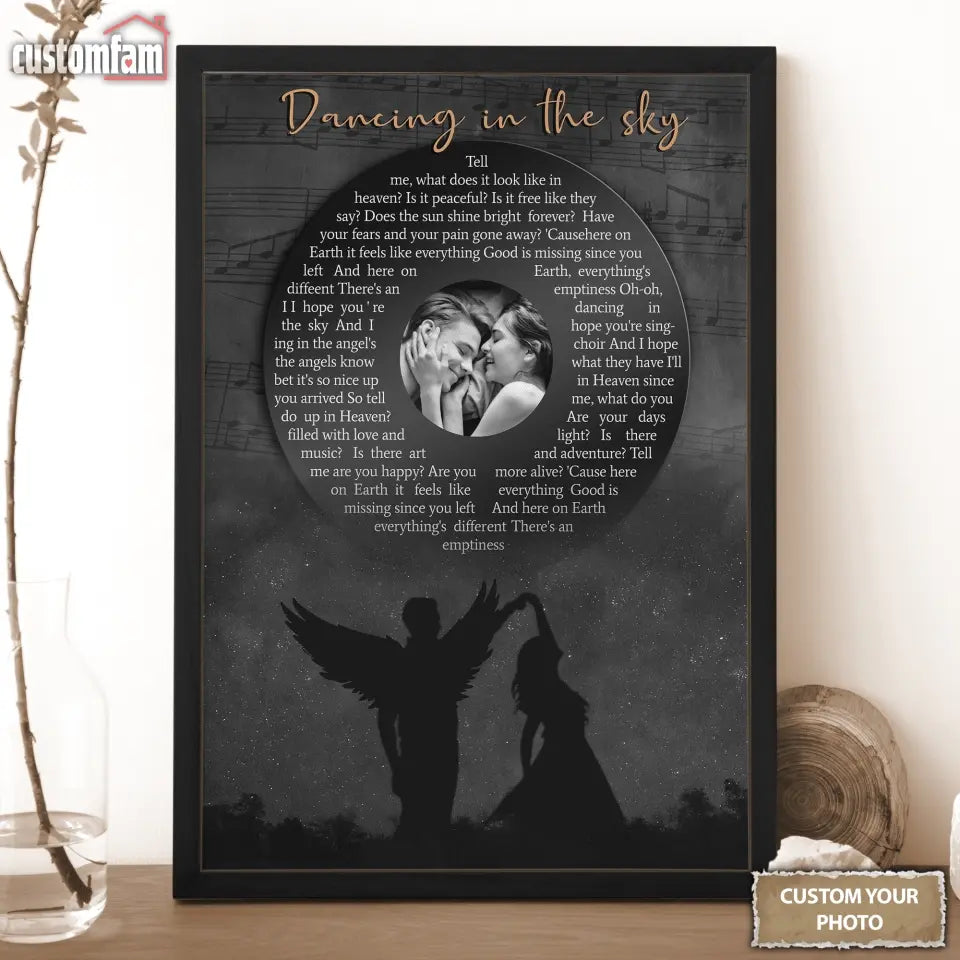 Personalized Photo Song Lyrics Canvas Prints, Vinyl Record Street Sign Style, Canvas Memorial Wall Art, Memorial Gifts