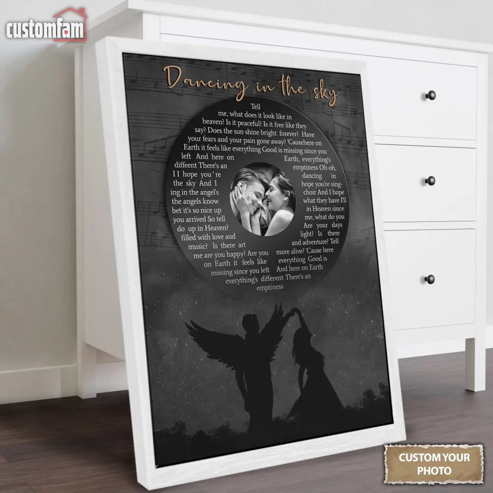Personalized Photo Song Lyrics Canvas Prints, Vinyl Record Street Sign Style, Canvas Memorial Wall Art, Memorial Gifts