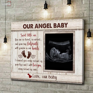 Personalised Angel Baby Feet Print, Canvas Prints Baby Loss Memorial, Stillborn Baby, Child Loss Remembrance, Daddy To Be Gift 1