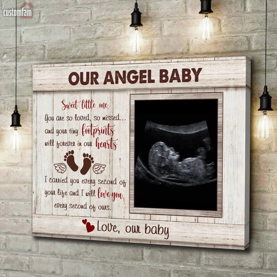 Personalised Angel Baby Feet Print, Canvas Prints Baby Loss Memorial, Stillborn Baby, Child Loss Remembrance, Daddy To Be Gift