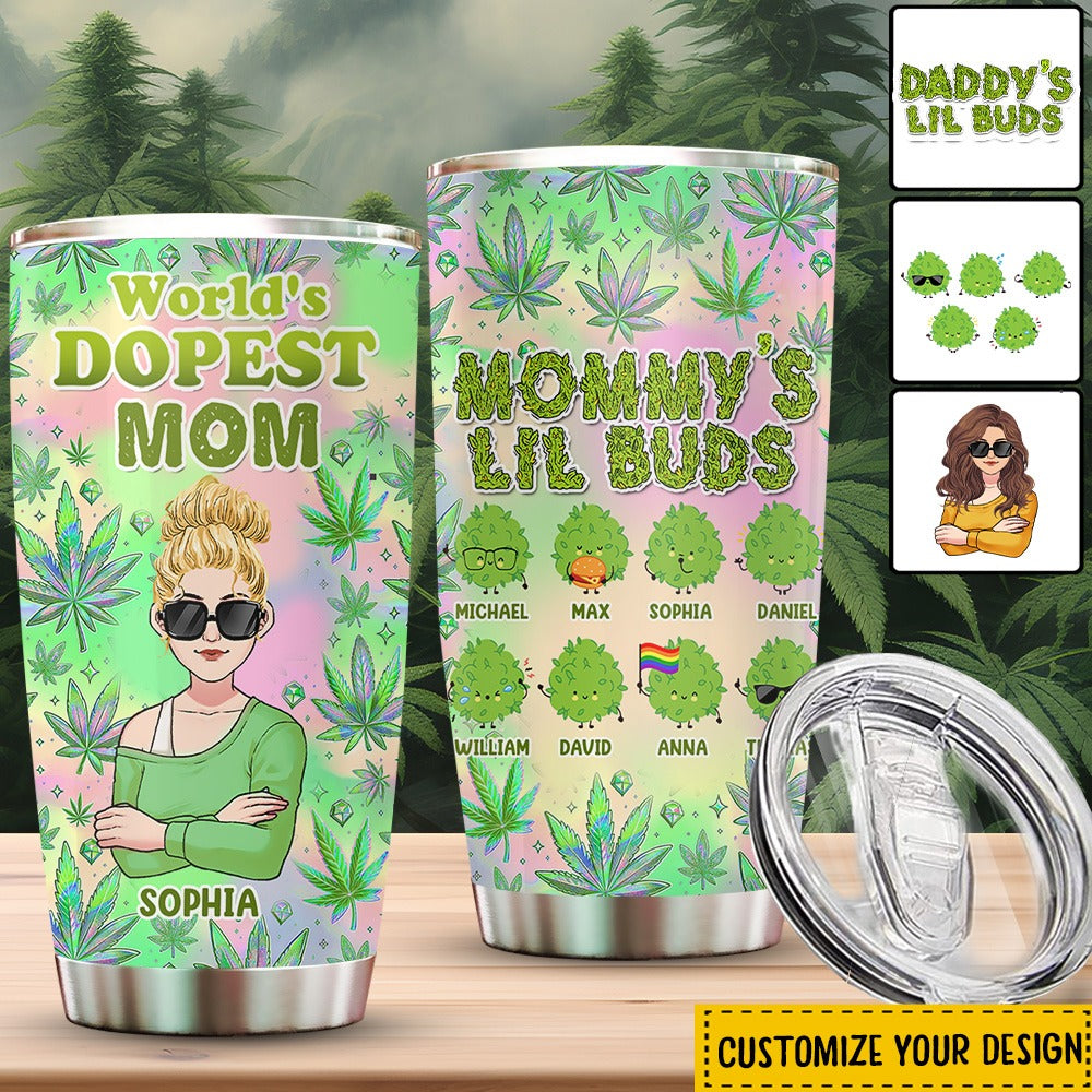 Mommy's Little Buds Personalized Stainless Steel Tumbler, Weed Tumbler, Gift For Mom