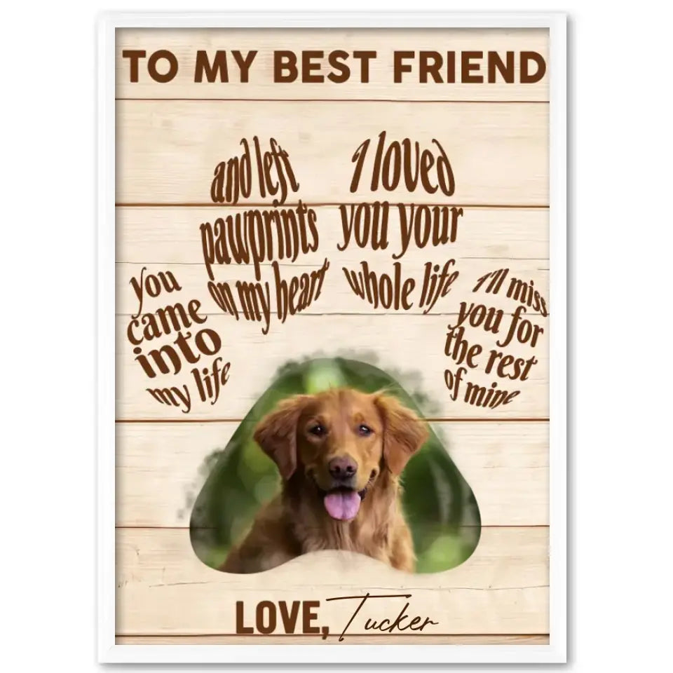 To My Best Friend Thank You For Loving Me Dog Vertical Canvas Poster Framed Print, Personalized Dog Memorial Gift For Dog Lovers
