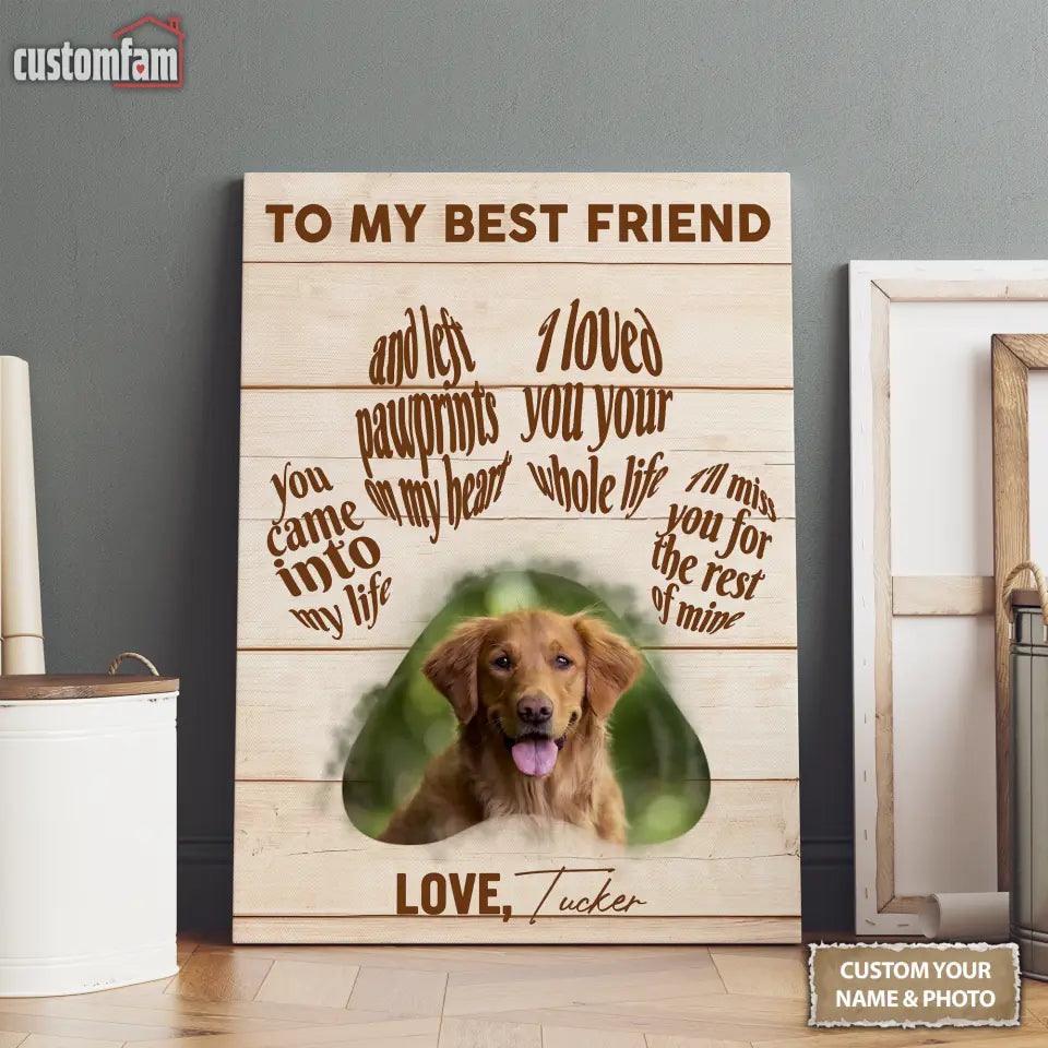 To My Best Friend Thank You For Loving Me Dog Vertical Canvas Poster Framed Print, Personalized Dog Memorial Gift For Dog Lovers 1