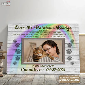 Personalized Memorial Canvas Prints Gift, Gift For Someone Who Lost A Pet Over The Rainbow Bridge, Canvas Wall Art Decor 1