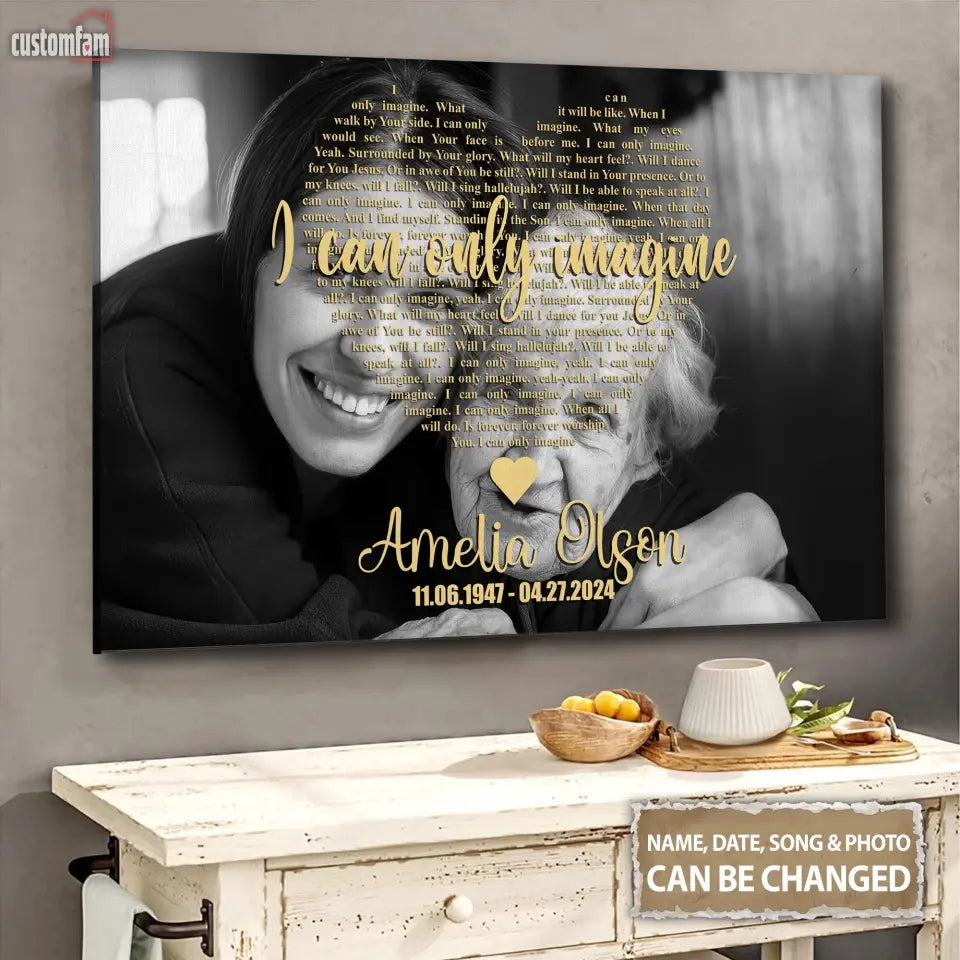 Personalized Memorial Gifts Black And White Photo Song Lyrics Canvas Prints, Custom Photo Canvas Wall Art, Decor Home