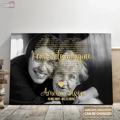 Personalized Memorial Gifts Black And White Photo Song Lyrics Canvas Prints, Custom Photo Canvas Wall Art, Decor Home