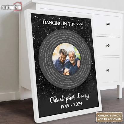 Personalized Photo Memorial Song Lyrics Canvas Print with Star Map, Custom Record Vinyl Print, Gifts for Dad, Gifts for Mom