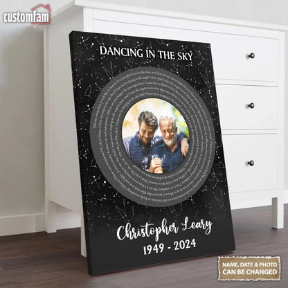 Personalized Photo Memorial Song Lyrics Canvas Print with Star Map, Custom Record Vinyl Print, Gifts for Dad, Gifts for Mom