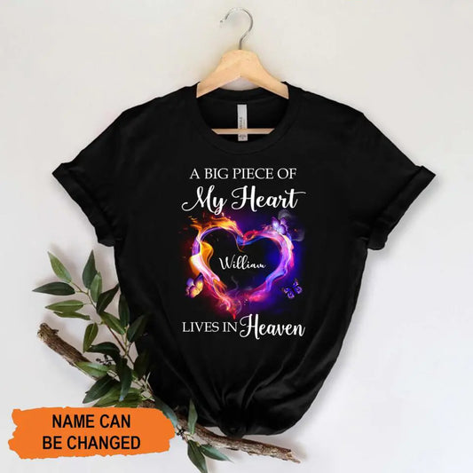 A Big Piece Of My Heart Lives In Heaven Personalized T-Shirt, Memories In Heaven Gift, Father's Day Gift, Gifts For Dad