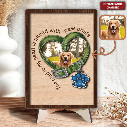 You Left Paw Prints Forever In My Heart Personalized Photo 2 Layered Wooden Dog Sign, Memorial Gift For Dog Lovers, Dog Gifts, Gift For Pet Lovers