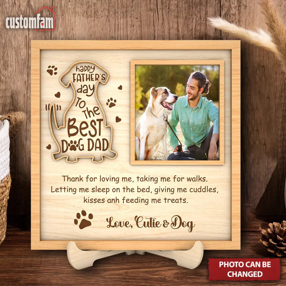 Happy Father's Day To The Best Dog Dad Personalized Wooden Sign, Dog Lovers Sign, Gift for Dad, Fathers Day Gifts