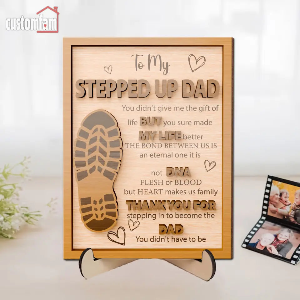 To My Stepped Up Dad Personalized Wooden Gifts For Daddy From Kids, Gift For Father In Law, Bonus Dad Gift, Gifts For Dad