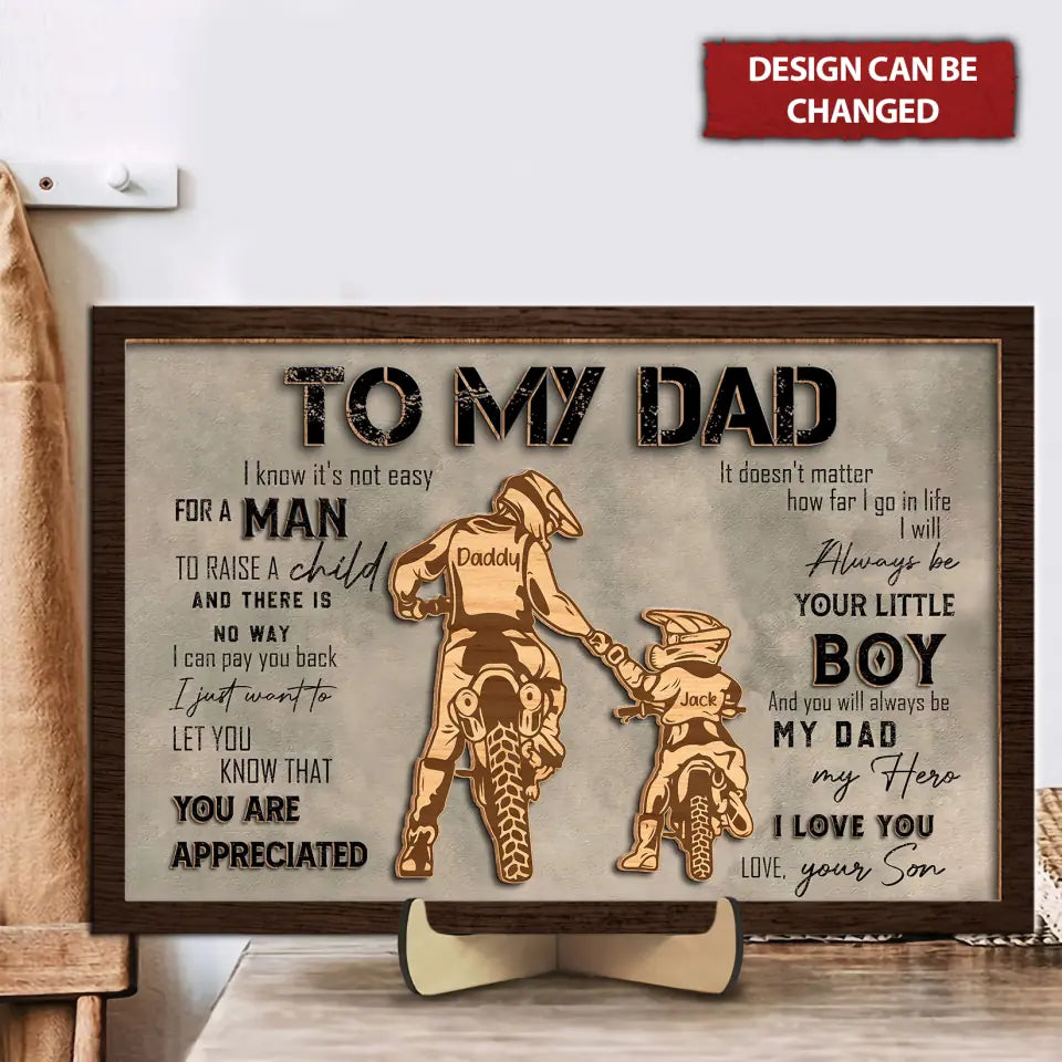 To My Dad Personalized Motocross Dad And Kids Wooden Sign, Family Motocross Gift, Father's Day Gifts, Gifts For Dad