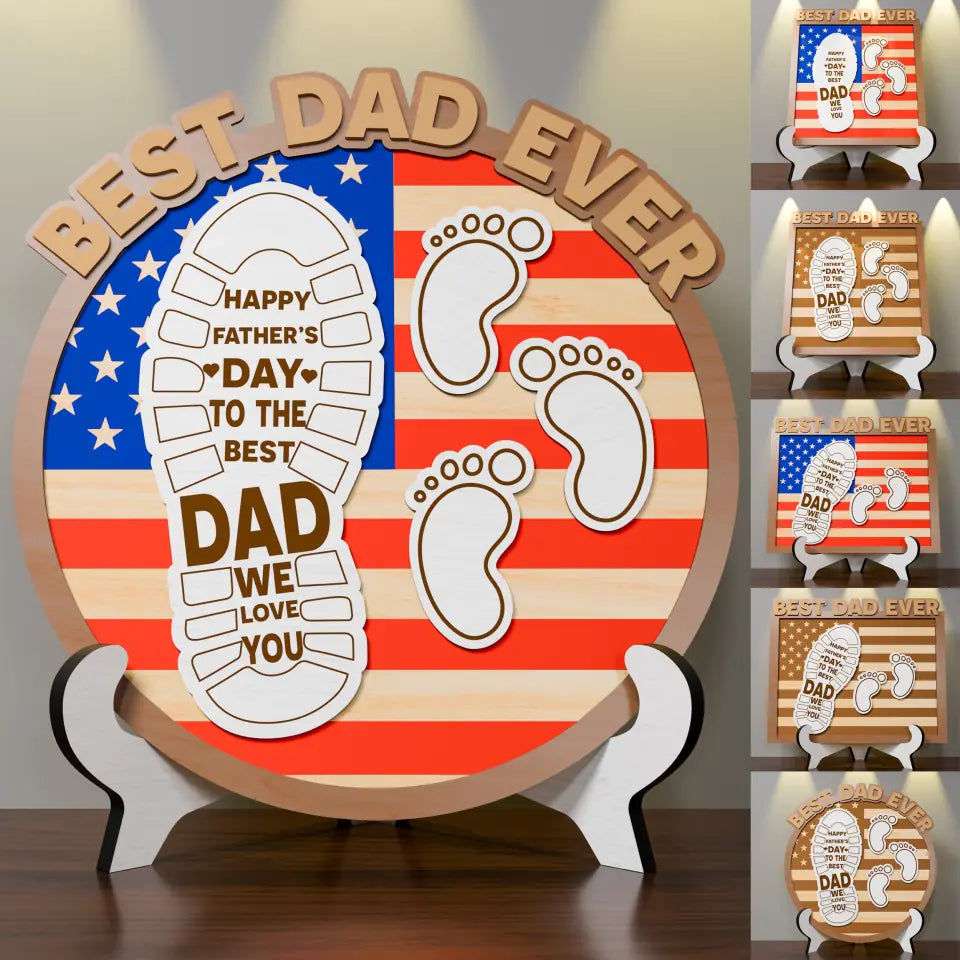 Best Dad Ever American Flag 2 Layered Wooden Sign, Father’s Day Gift, Gifts For Dad