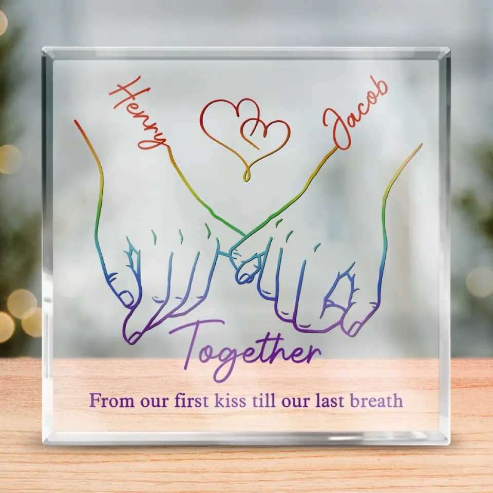 LGBTQ+ Couple Holding Hand Acrylic Plaque, LGBTQ+ Gift, Couple Valentine Gift, Personalized Gift For Couple