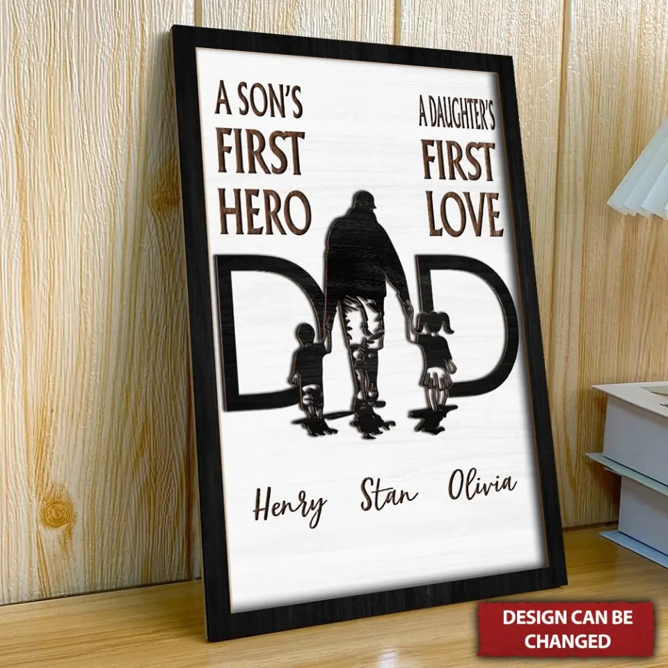 Dad Support. Sign A Son's First Hero Personalized Dad Wood Sign, Custom Dad 2 Layered Si ...