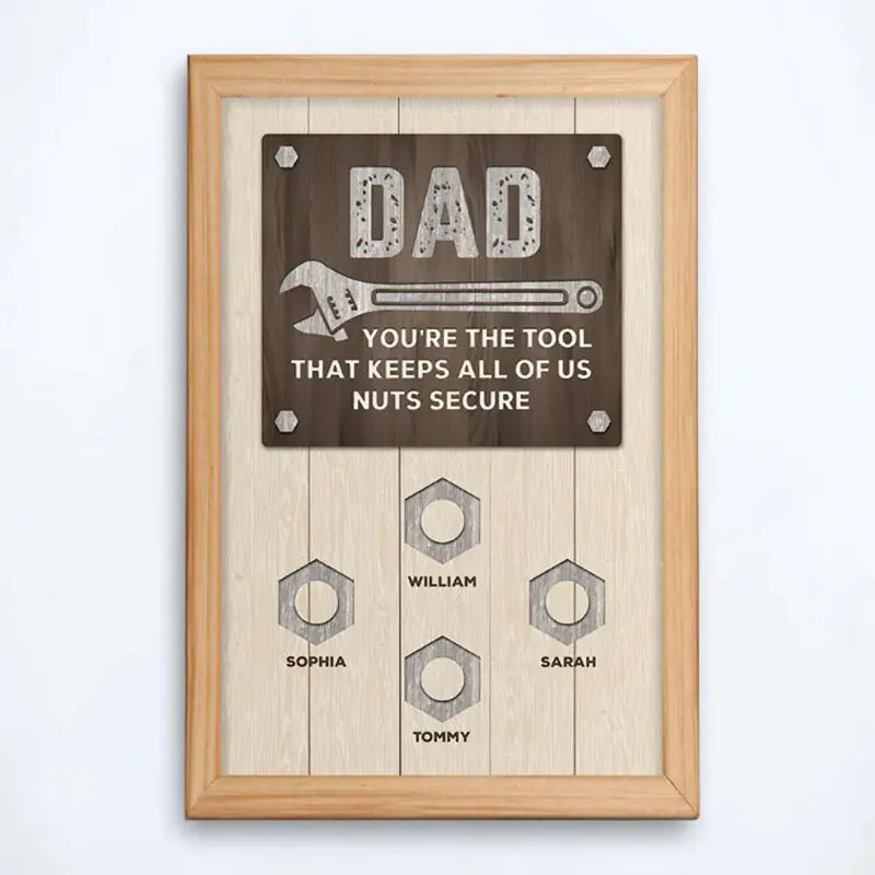 Custom Father's Day Tools Name 2 Layered Wooden Sign, Father's Day Gifts