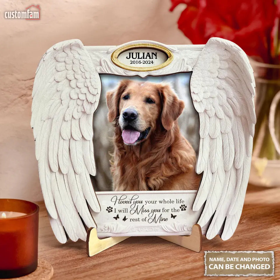 Your Wings Were Ready But My Heart Was Not Personalized Wooden Photo Plaque, Gift For Pet Lovers