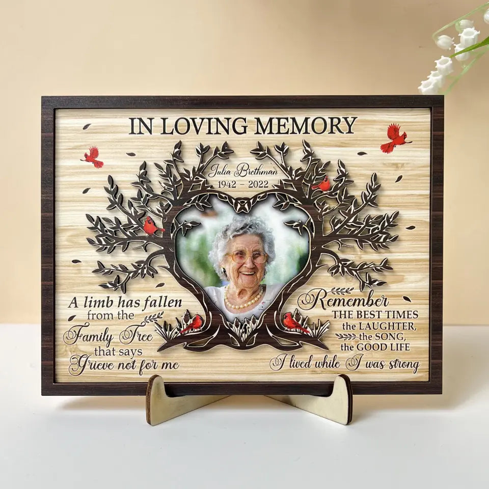 A Limb Has Fallen Personalized 2 Layers Wooden Memorial Photo Plaque