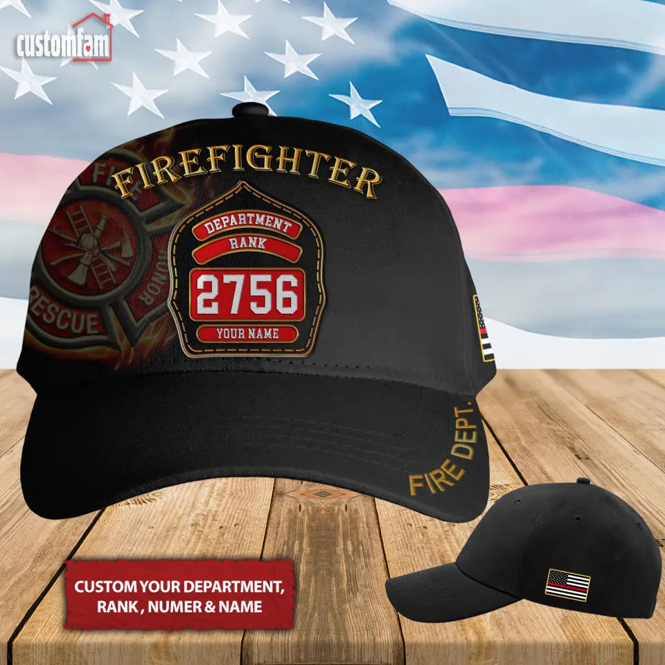 Personalized Embroidered Firefighter Cap, Veteran Retired Baseball Caps, Gifts For Dad