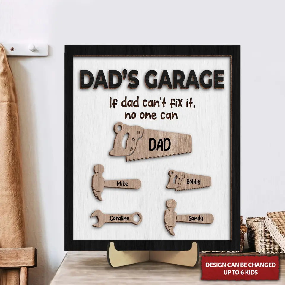 If Dad Can't Fix It, No One Can Personalized 2 Layered Wooden Sign, Bi