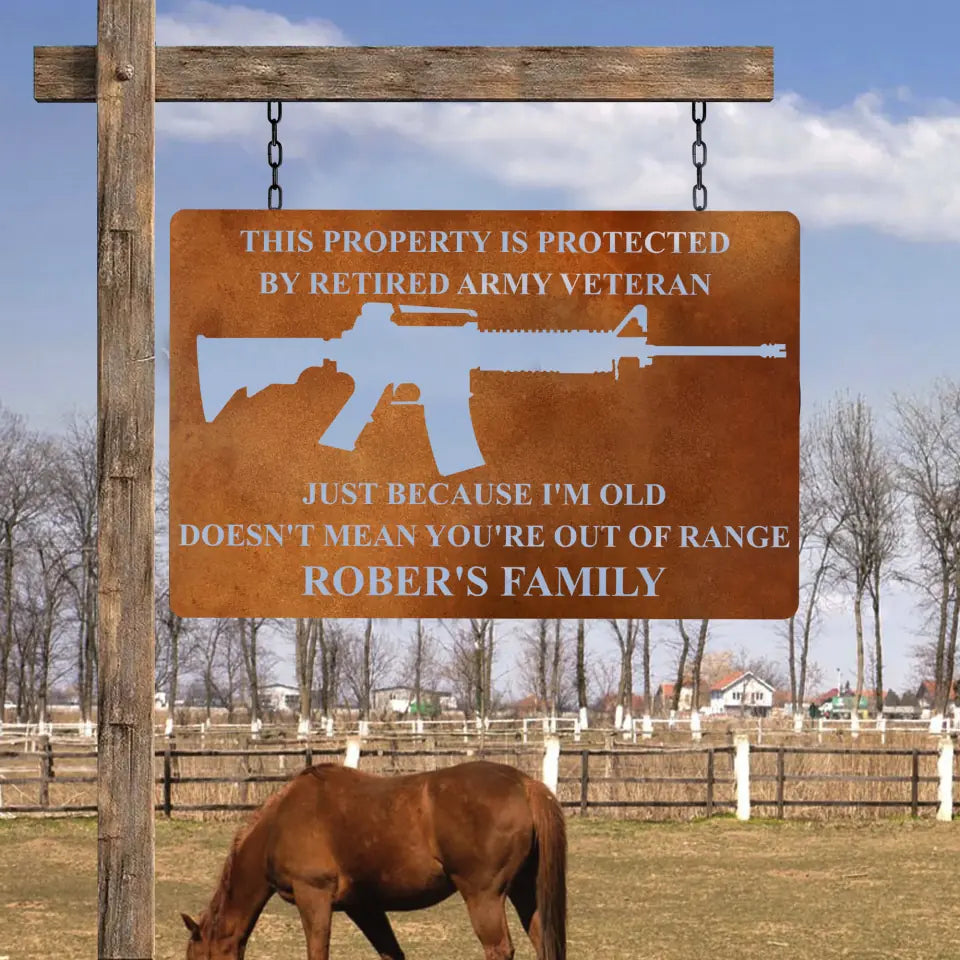 This Property Is Protected Custom US Military Rusty Metal Sign, Veteran Gift