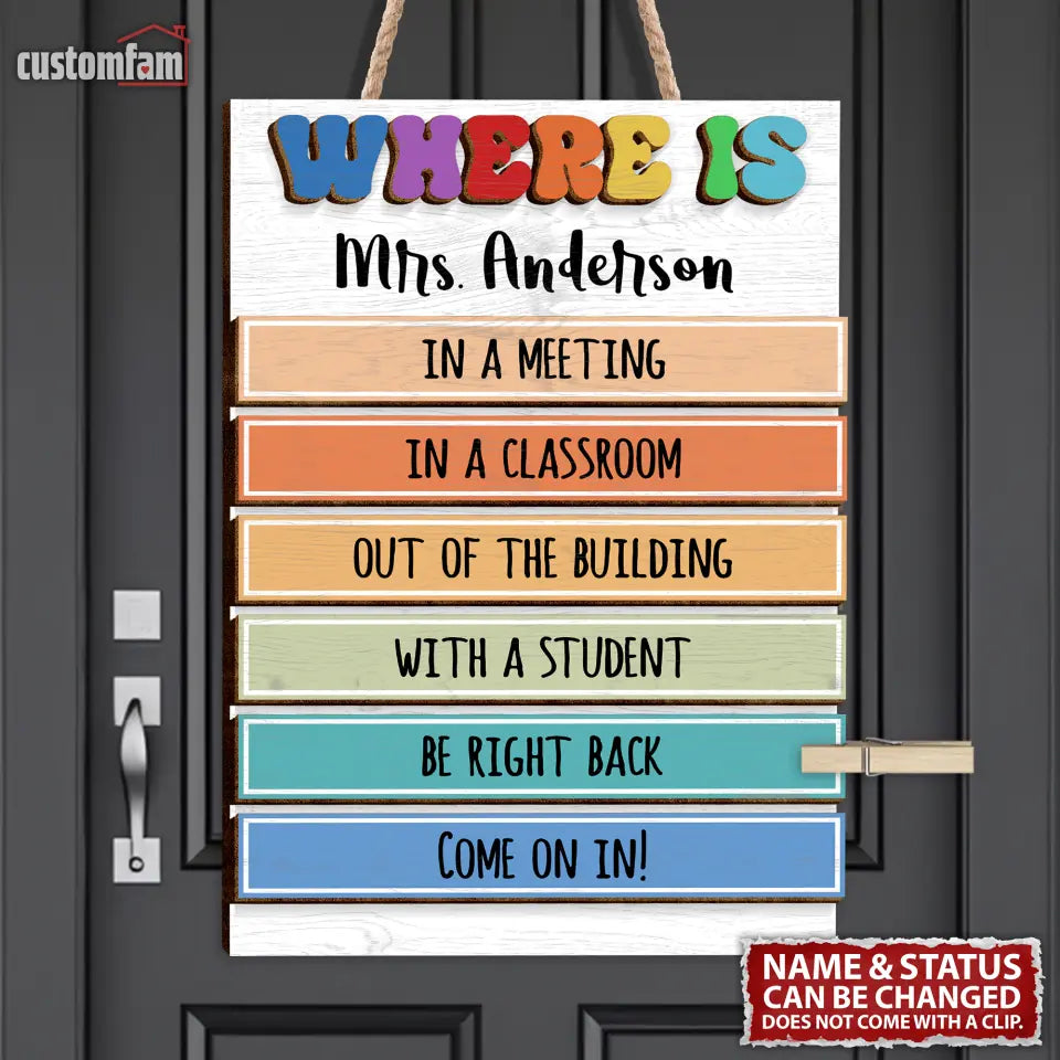 Personalized Teacher Classroom Door Sign, Teacher Gift, Back To School Gift Idea