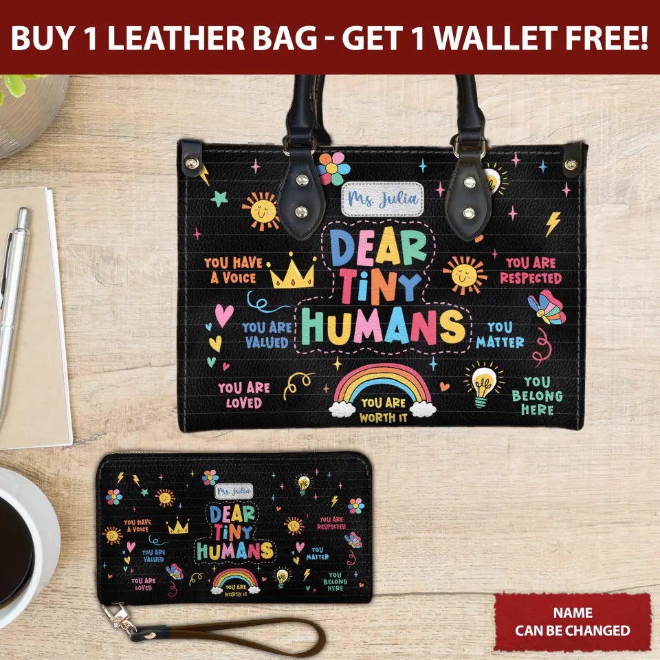 Dear Tiny Humans Custom Elementary Teacher Bag, Teacher Appreciation Gifts