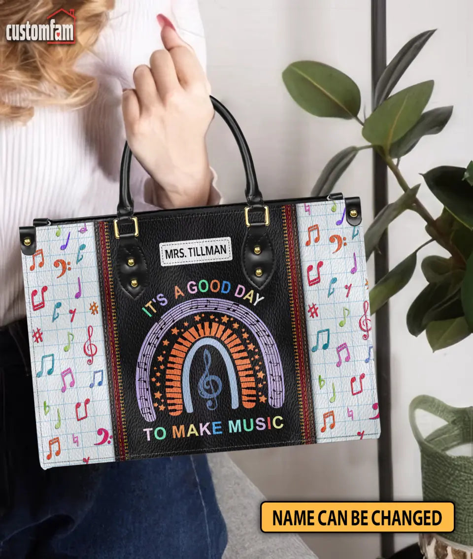 It's A Good Day To Make Music Custom Teacher Bag With Matching Wallet, Teacher Appreciation Gifts