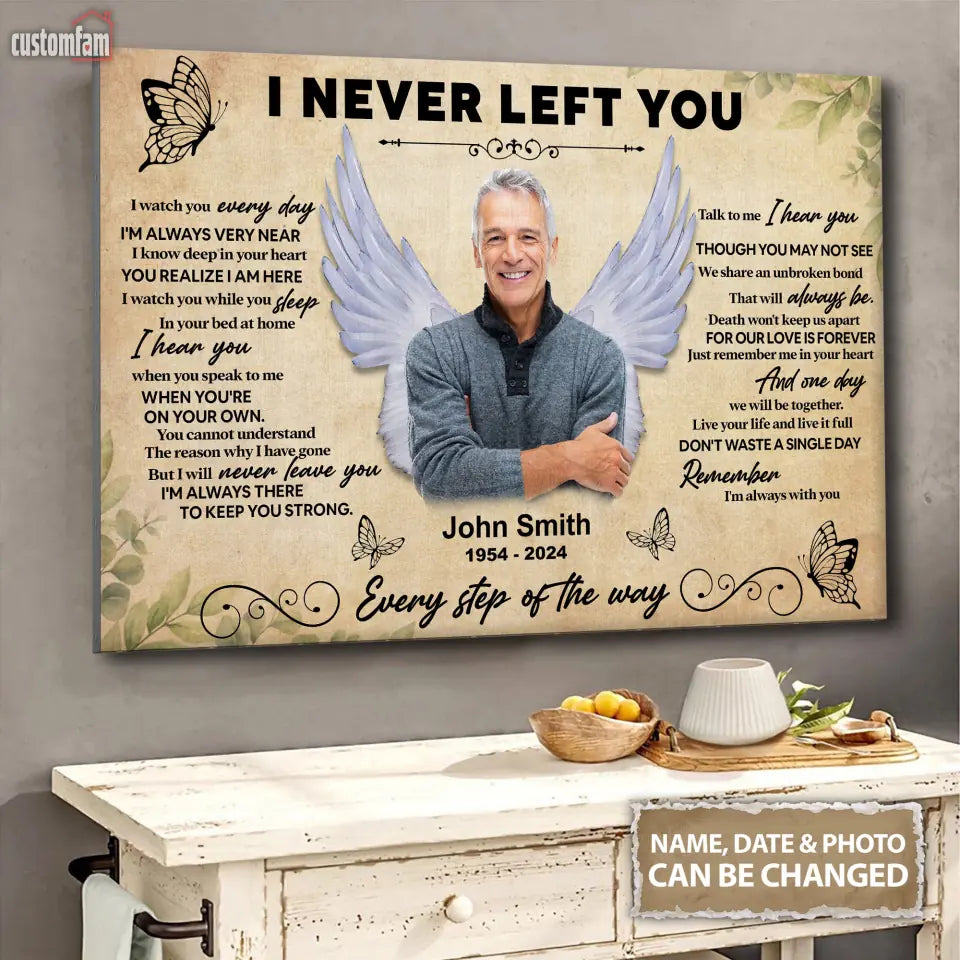 I Never Left You Memorial Canvas Prints, Personalized Sympathy Gifts For Loss Husband