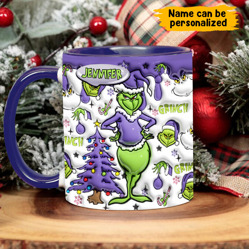 Personalized Green Monster Accent Mug, Purple Grinch Christmas Coffee Cup, Christmas Gifts