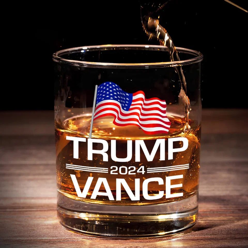 Vance Nation, Trump2024 Vance Whiskey Glass, Patriotic Wine Glasses, Presents For Dad