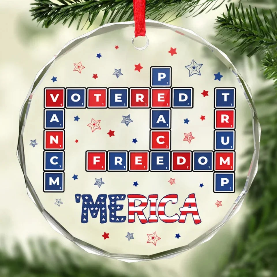 MAGA Freedom Trump2024 Full Glass Ornament, Political Christmas Gift, Christmas Decor