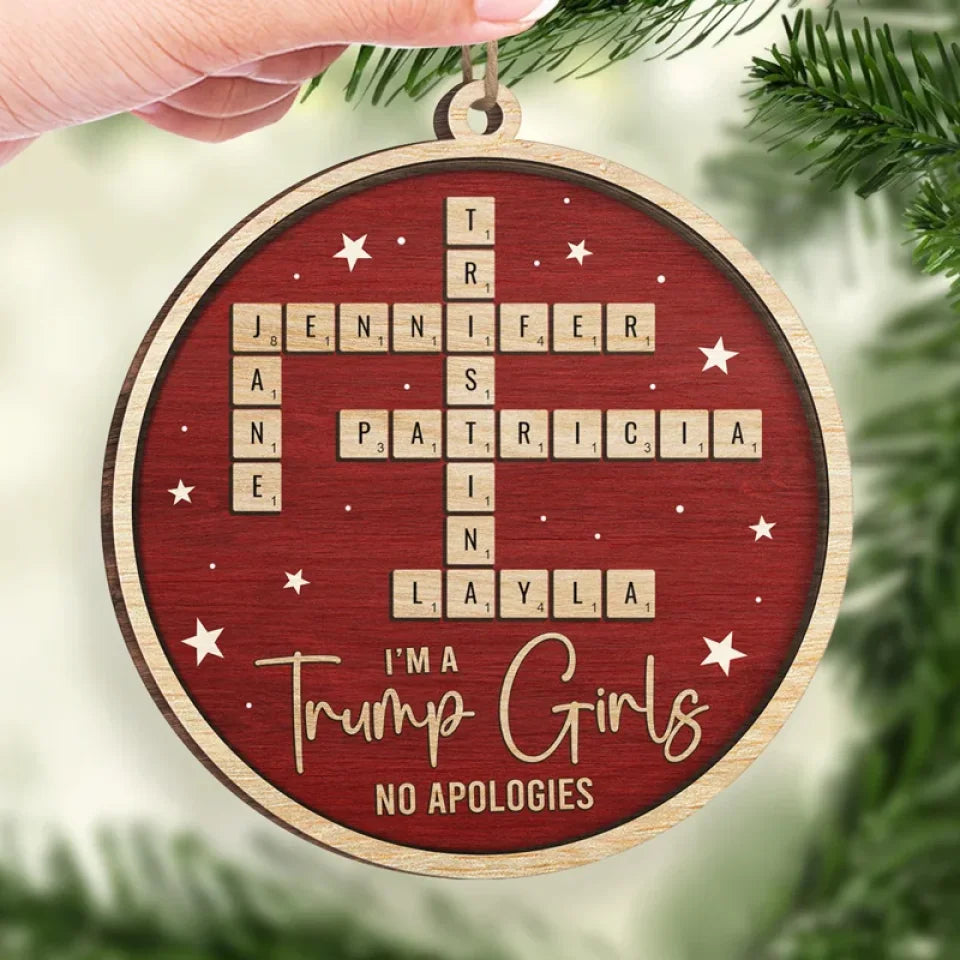 We Are Trump Girl Trump2024 Crossword Puzzle Wood Ornament, Christmas Gift