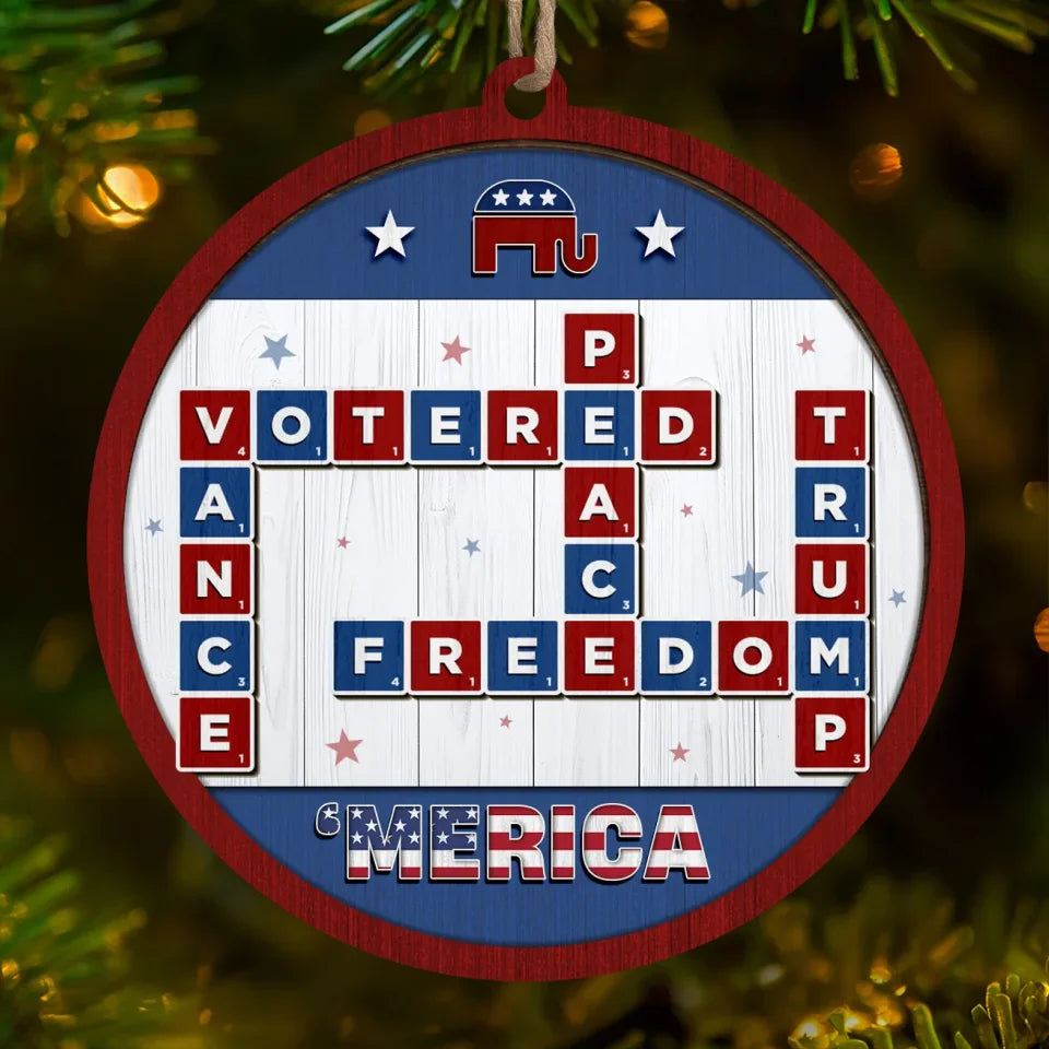 MAGA Freedom Trump2024 Wood Ornament, Political Christmas Gift, Christmas Decor